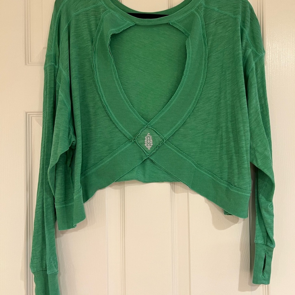 Free People Movement My Time Layer Open Back Crop Top XS Green - Picture 4 of 7